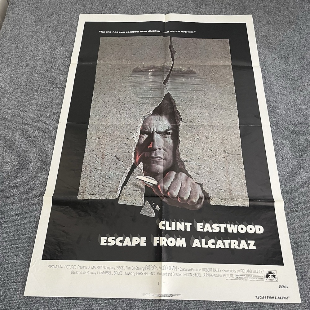 1979 Escape from Alcatraz Clint Eastwood 27X41 MOVIE POSTER VINTAGE Original